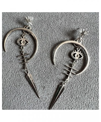 Gothic Evil Eyes Star Dangle Drop Earrings Dagger Fishbone Viking Vintage Crescent Moon Semicircle Earrings for Women Jewelry...