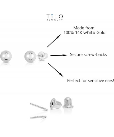 14k White Gold Ball Stud Earrings with Secure Screw-backs 6mm $23.19 Earrings