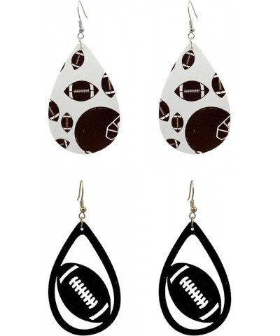 Football Earrings for Women Heart Glitter Faux Leather Football Soccer Teardrop Dangle Earrings Sports Lover Gifts C,2 Pairs ...