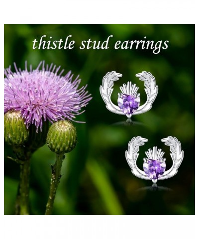 Thistle Jewelry Sets 925 Sterling Silver Thistle Necklace Earrings Scottish Pendant Irish Jewelry Gift for Women Girls Studs ...