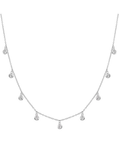 'Marvel Around' Cubic Zirconia Necklace in Sterling Silver, 15" + 2 17.0 Inches $25.80 Necklaces