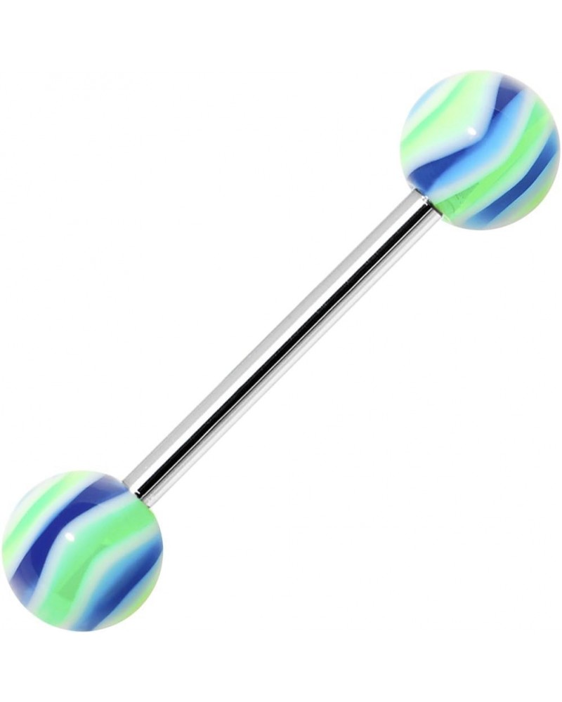 Blue Lime Hypnotic Acrylic Barbell Tongue Ring $6.11 Body Jewelry