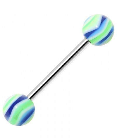 Blue Lime Hypnotic Acrylic Barbell Tongue Ring $6.11 Body Jewelry