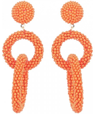 Rizir Fashion Dual Ring Raffia Drop Earrings for Women | Colourful Party wear Boho Dangly Earrings Set of 2 Orange $8.09 Earr...