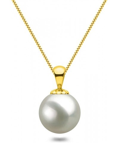 White Japanese AAAA 6-13.5mm Freshwater Cultured Pearl Pendant Necklace 16"/18" Solitaire Necklace Pendant 16.0 Inches 8.5-9....