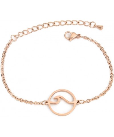 Stainless Steel Ocean Sea Wave Summer Beach Vaction Holiday Bracelet Rose Gold $6.50 Bracelets