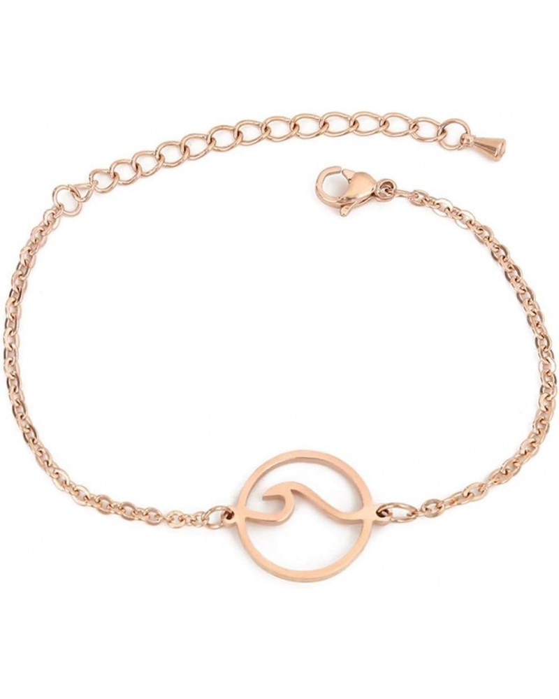 Stainless Steel Ocean Sea Wave Summer Beach Vaction Holiday Bracelet Rose Gold $6.50 Bracelets