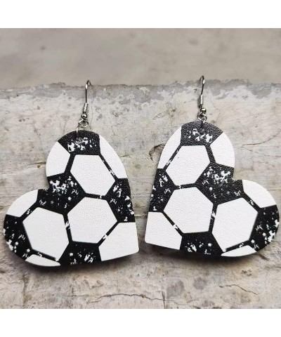 Heart Shaped Sports Leather Earrings Baseball Softball Rugby Football Basketball Ice Hockey Tennis Earrings Women's Fashion P...