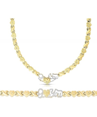 10k Yellow Gold XOXO and Heart I Love You Lightweight Necklace or Bracelet (Optional Jewelry Set) 8" and 17" Set $482.90 Jewe...