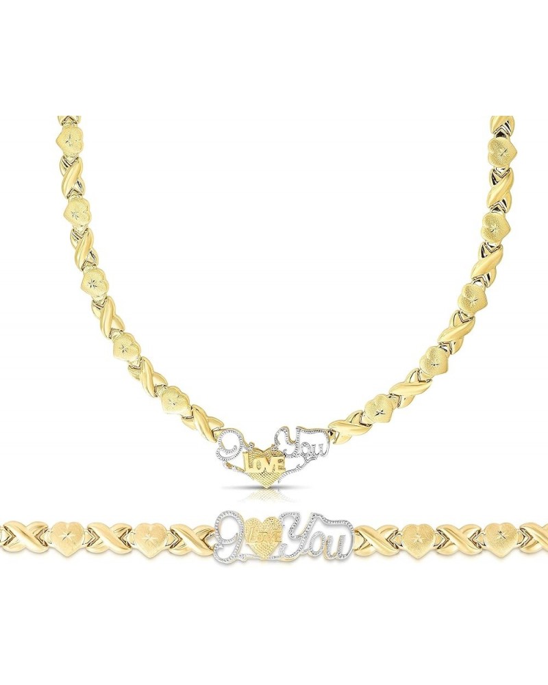 10k Yellow Gold XOXO and Heart I Love You Lightweight Necklace or Bracelet (Optional Jewelry Set) 8" and 17" Set $482.90 Jewe...