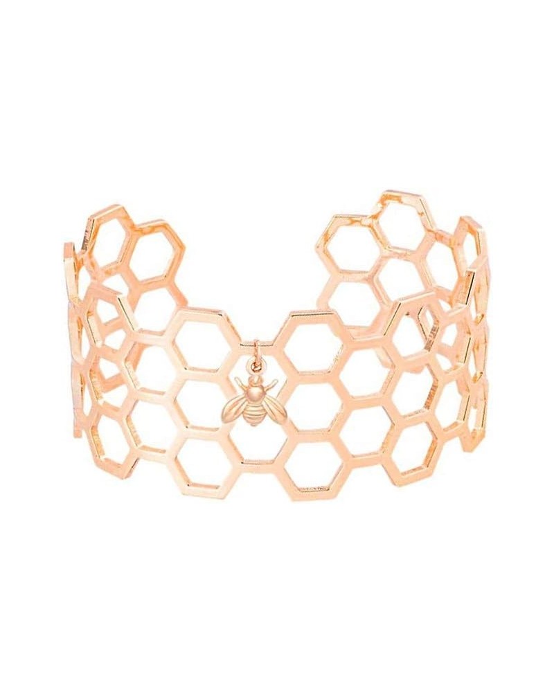 Charm Bee Honeycomb Cuff Wide Bangle Bracelet Jewelry rose gold 2 $12.67 Bracelets