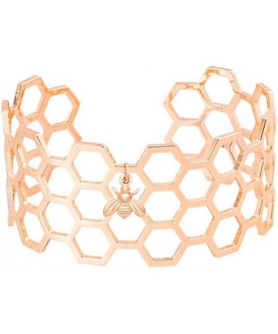 Charm Bee Honeycomb Cuff Wide Bangle Bracelet Jewelry rose gold 2 $12.67 Bracelets