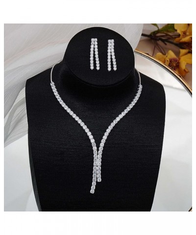 Prom Jewelry Set for Women, Bride Rhinestone Necklace Earrings Set Silver Plated Bridal Wedding Jewelry Costume Jewelry Sets ...