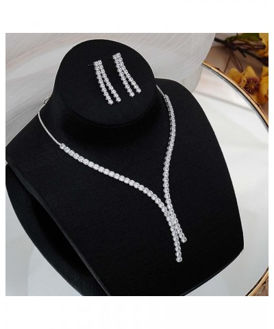 Prom Jewelry Set for Women, Bride Rhinestone Necklace Earrings Set Silver Plated Bridal Wedding Jewelry Costume Jewelry Sets ...