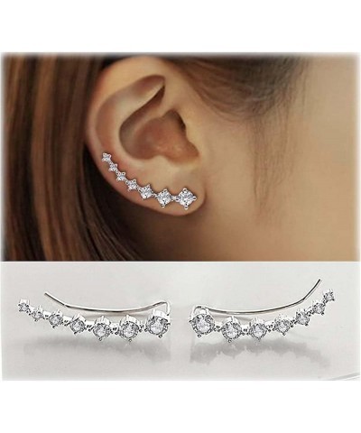 Earring for Women Cartilage Crystals Ear Cuffs Hoop Climber S925 Sterling Silver Earrings with Cubic Zirconia Hypoallergenic ...