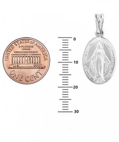 Italian Sterling Silver Miraculous Virgin Mary Medal Latin Prayer Charm Pendant Necklace(12mm, 15mm, 19mm) Regular (19x14mm) ...