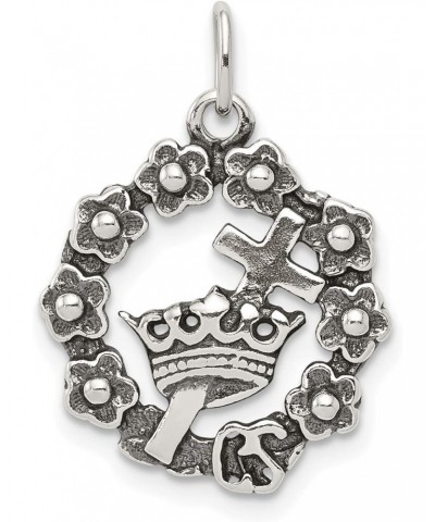 Christian Science Cross Thru Crown Religious Symbol Charm in Sterling Silver 18x16mm $15.18 Bracelets