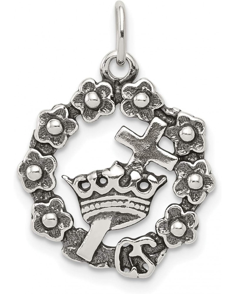 Christian Science Cross Thru Crown Religious Symbol Charm in Sterling Silver 18x16mm $15.18 Bracelets