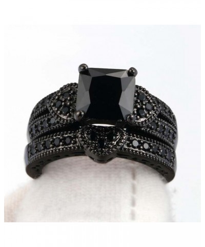 Couple Ring His Hers Women Black Gold Filled Cz Men Stainless Steel Bridal Sets Wedding Band Women's size 7 & Men's size 7 $1...