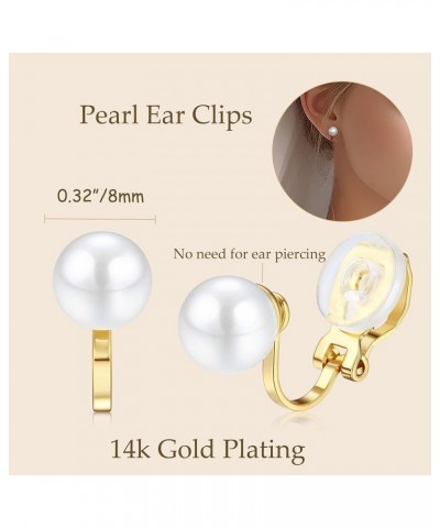 14K Gold Plated Clip on Pearl Earrings for Women Girls Long Dangle Pearl Drop Earrings Non Pierced Pearl Ear Clips Jewelry fo...