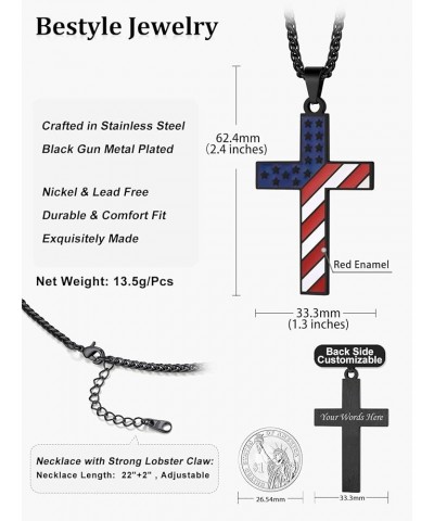 American Flag Patriotic Necklace Heavy Thick Stainless Steel Dog Tag Pendant for Men Boy Women, Great Gift for Naturalization...