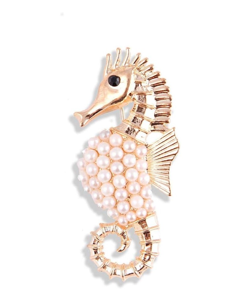 sea horse brooch imitation pearl animal chest buckle pin women corsage clothes accessories party breastpin jewelry gift 1 $5....