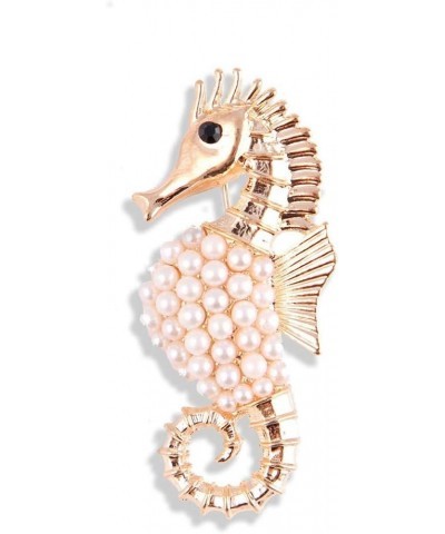 sea horse brooch imitation pearl animal chest buckle pin women corsage clothes accessories party breastpin jewelry gift 1 $5....