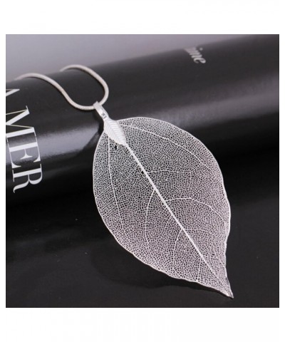 Real Leaf Pendant Necklace Bohemian Long Chain Necklace Sweater Chain,Rose gold,24.8in Silver $3.93 Necklaces