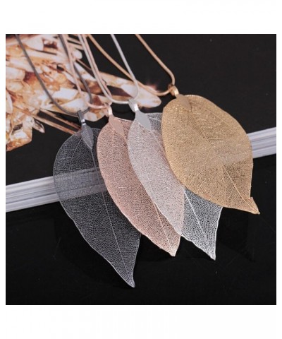 Real Leaf Pendant Necklace Bohemian Long Chain Necklace Sweater Chain,Rose gold,24.8in Silver $3.93 Necklaces