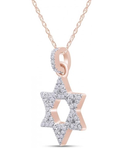 Jewel Zone US White Natural Diamond Star David Pendant Necklace in 14k Gold Over Sterling Silver (1/6 Ct) rose-gold-plated-si...