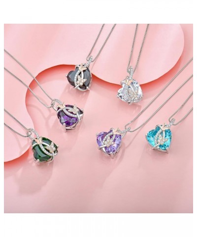 925 Sterling Silver Butterfly Heart Necklaces for Women, 5A Cubic Zirconia Birthstone Pendant Jewelry Gifts, Anniversary Birt...