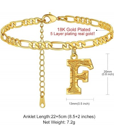 Anklets With Initials for Women, Personalized 4.5MM Gold Figaro Chain Letter Ankle Bracelets Summer Jewelry, 22-27cm Length F...