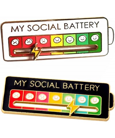 Social Battery Slider Pin Funny Rainbow Mood Brooch Pin for 7 Days A Week Enamel Lapel Pins Jewelry Gift for Women Man Teen 2...