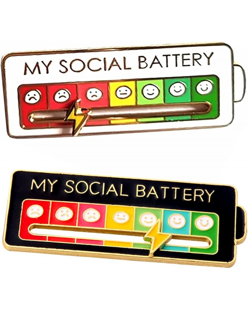 Social Battery Slider Pin Funny Rainbow Mood Brooch Pin for 7 Days A Week Enamel Lapel Pins Jewelry Gift for Women Man Teen 2...