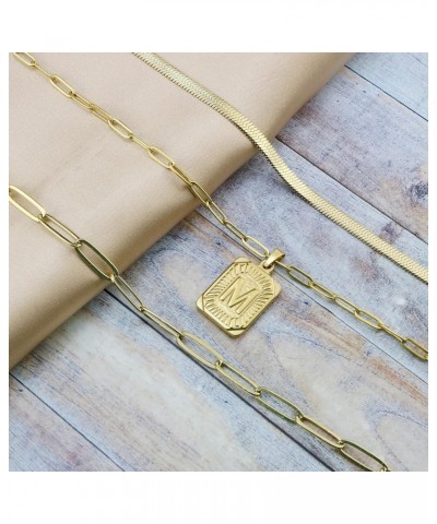 Gold Initial Necklaces Gift for Women,18K Gold Plated Dainty Layering Paperclip Link Chain Necklace Personalized Initial A-Z ...