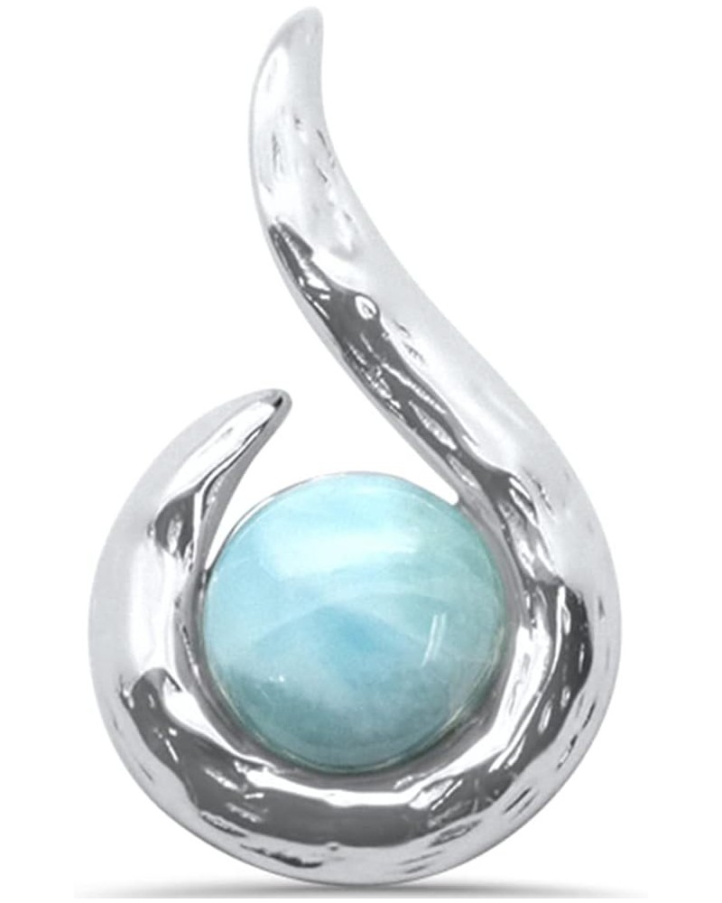 .925 Sterling Silver Larimar Pendant Necklace 16-18" Extension $11.83 Necklaces