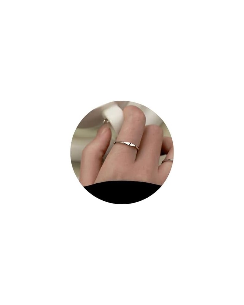 Thin Stacking Initial Rings for Women Stackable Plain Letter Ring for Teen Girls Silver Capital Letter Band Ring Open Adjusta...