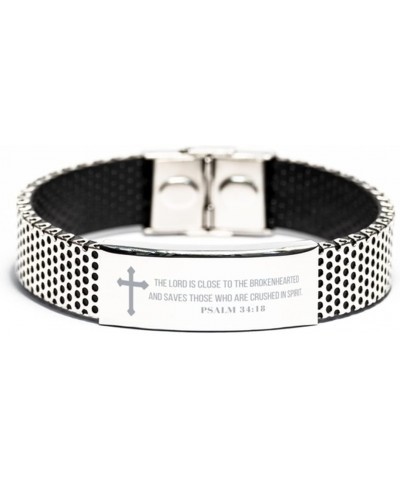 Psalm 34:18 Stainless Steel Bracelet Bible Verse Personalized Inspirational Jewelry Women Psalm 34:18 Engraved Bracelet The L...