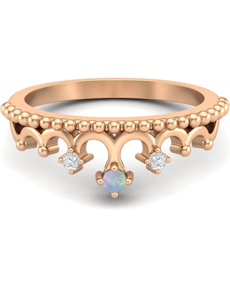 Crown Ring 2mm Round Shape Multi Gemstone 925 Sterling Silver Rose Gold Vermeil Tiara Women Promise Ring Ethiopian Opal $24.1...