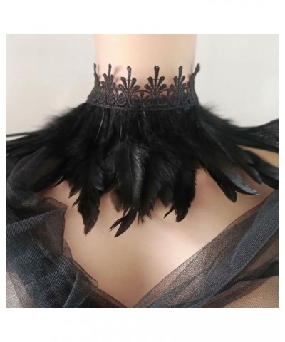 Black Choker Necklace Feather Collar Halloween Lace Necklace Sexy Punk Neck Chain Cosplay Accessories for Women Girls(Black) ...