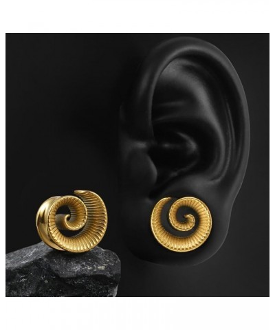 2Pcs Ear Plugs Spiral Gauges for Ears, Size 0g - 1 inch Ear Tunnels Gauge Earrings for Women, Hypoallergenic Stainless Steel ...