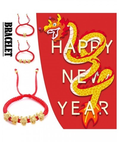 2024 Chinese New Year Bracelets, Chinese Lucky Dragon Braided Bracelet, 2024 New Year Dragon Braided Bracelets Red Beads Stra...