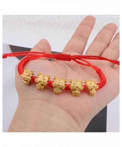 2024 Chinese New Year Bracelets, Chinese Lucky Dragon Braided Bracelet, 2024 New Year Dragon Braided Bracelets Red Beads Stra...