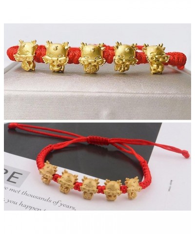 2024 Chinese New Year Bracelets, Chinese Lucky Dragon Braided Bracelet, 2024 New Year Dragon Braided Bracelets Red Beads Stra...