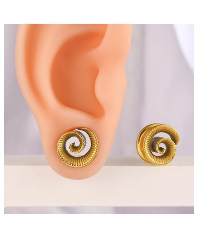 2Pcs Ear Plugs Spiral Gauges for Ears, Size 0g - 1 inch Ear Tunnels Gauge Earrings for Women, Hypoallergenic Stainless Steel ...