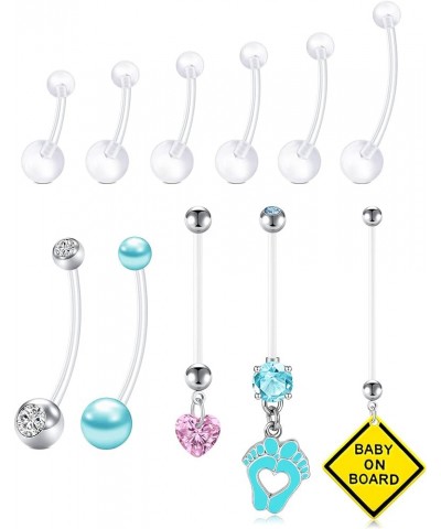 Pregnancy Belly Button Rings Long Bar 38mm Sport Maternity Flexible Bioplast Clear Navel Belly Rings Piercing Retainer for Pr...