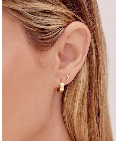 Women's Rose Huggies, Minimalist Flat Cuff Huggie Hoop Earrings, Stainless Steel Post, 18k Gold Plated $21.50 Earrings