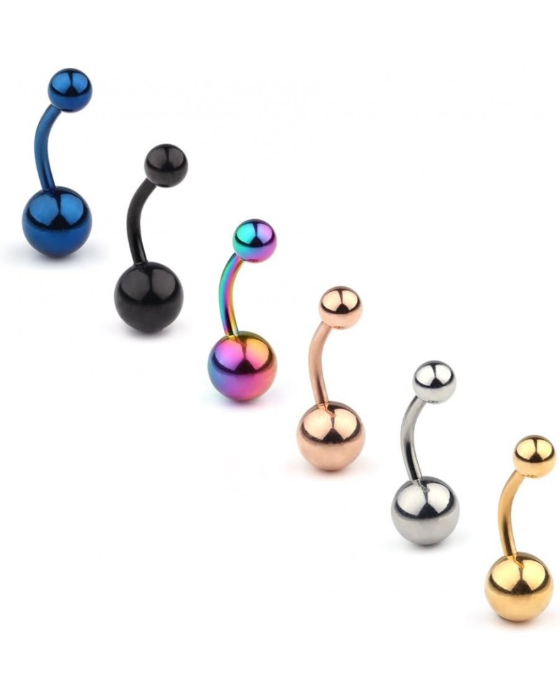 R316L Surgical Steel Belly Earring Navel Button Ring Body Piercing Jewelry 14G 6PCS - Mix Color $8.39 Body Jewelry