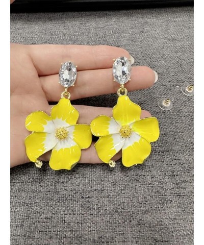 Boho Big Poppy Flower Dangle Dangle Earrings for Women Girls Gold Plated Vintage Enameled Blossom Charms Drop Dangling Oval R...