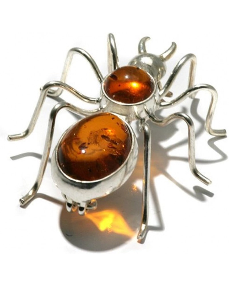 Honey Amber Sterling Silver Spider Pin Brooch $17.70 Brooches & Pins